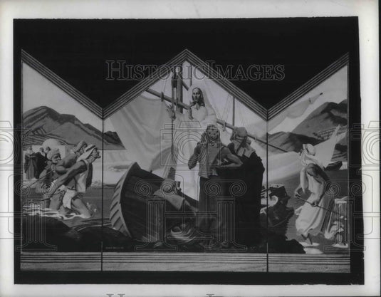 1942 Press Photo Alter Piece White Robed Christ - Historic Images