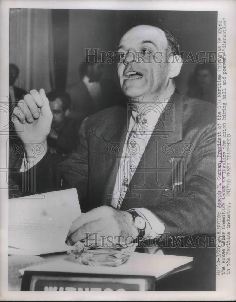 1953 Press Photo Joseph Curran President of CIO Maritime Union in Washington - Historic Images