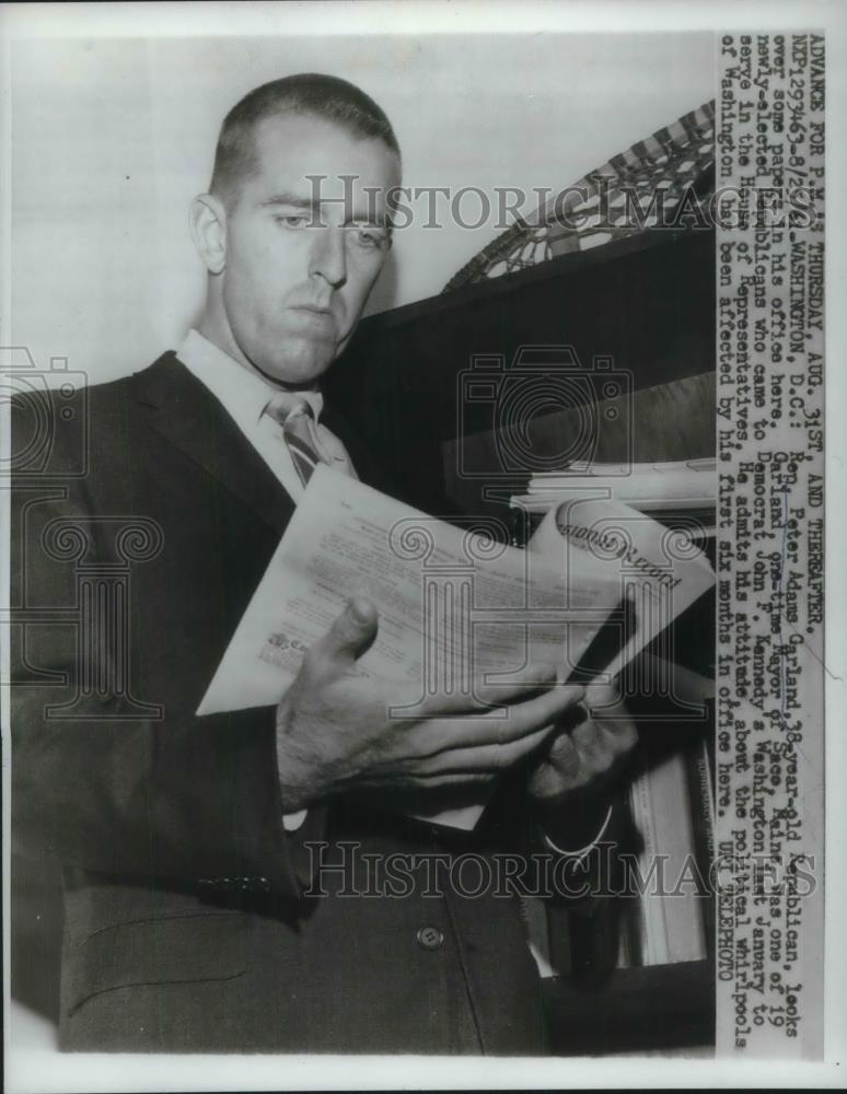 1961 Press Photo Maine Representative Peter Garland Looks Through Papers - Historic Images