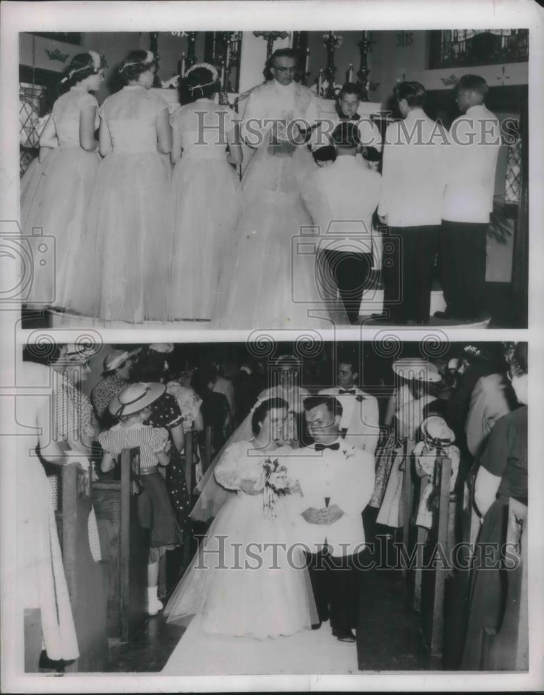 1954 Press Photo Cute Midget Wedding Party For Jean Wiegand And Donald Dagit - Historic Images