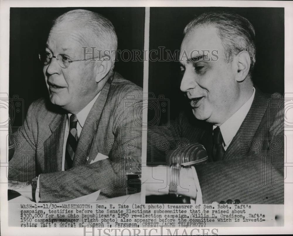 1950 Press Photo Ben E. Tate treasurer of Sen. Robt. Taft&#39;s campaign. - Historic Images