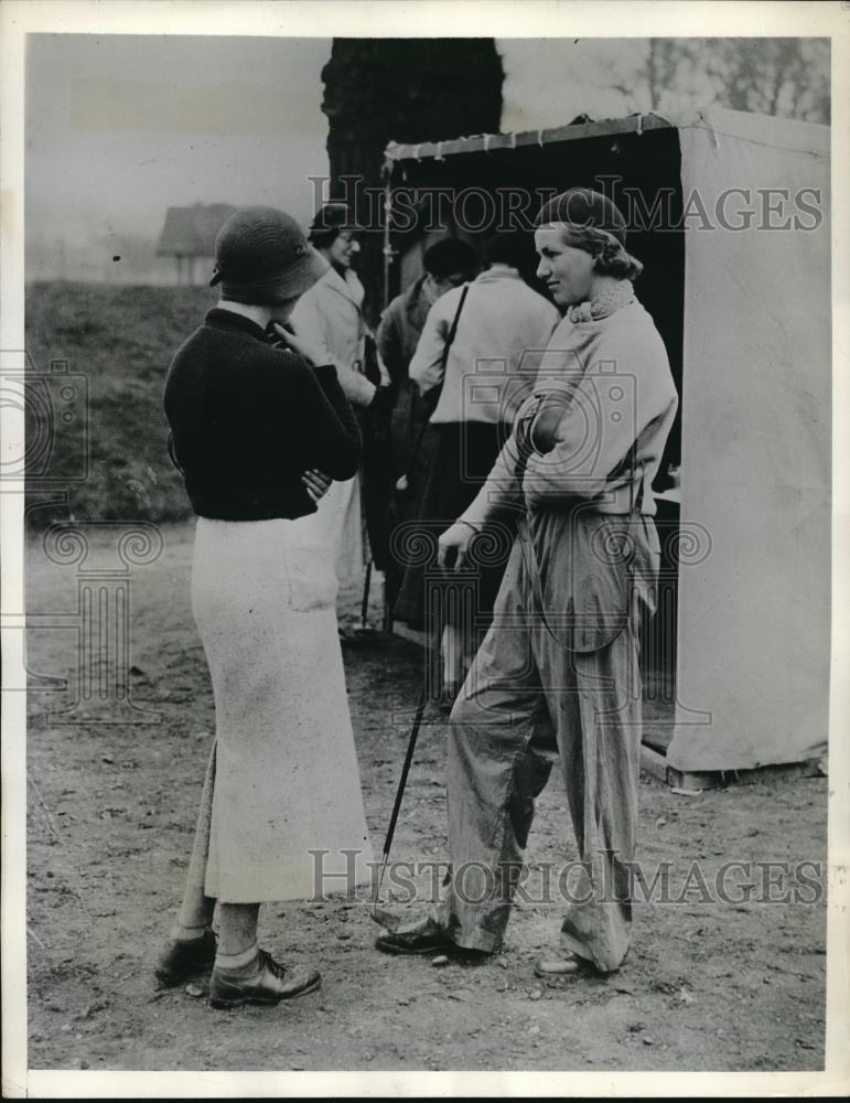 1934 Press Photo Ann De Montmorency, I.B Dunand at golf in England - nec48205 - Historic Images