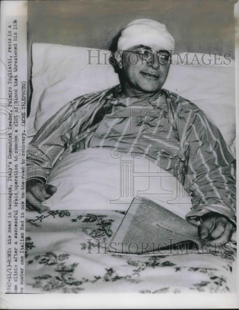 1950 Press Photo Italy&#39;s number 1 communist leader is safe from brain clot - Historic Images