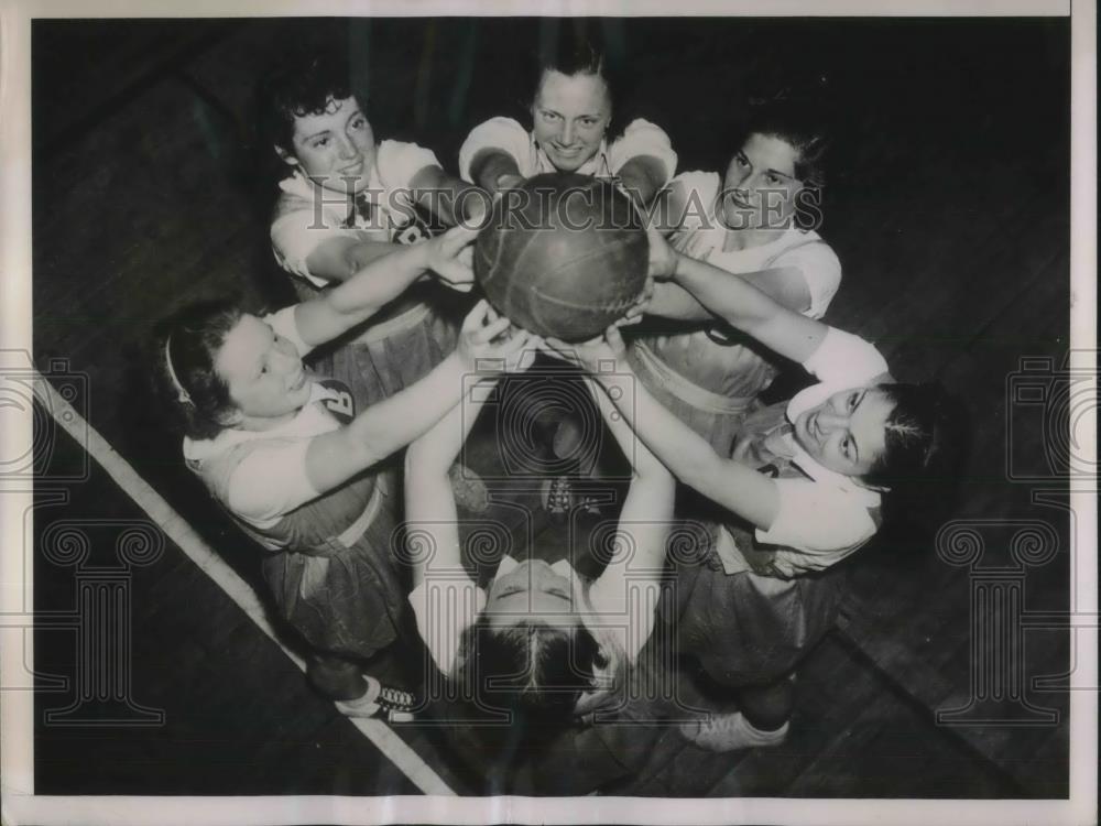 1936 Press Photo Beaver College Girls Basketball, Yeffers, Miller, Berger, Orr - Historic Images