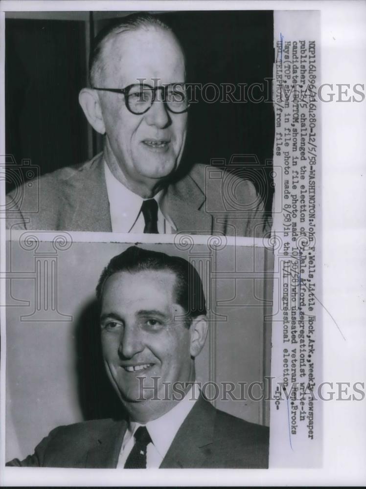 1958 Press Photo Dale Alford(bottom) unseats Rep Brooks Hays(top) in an election - Historic Images