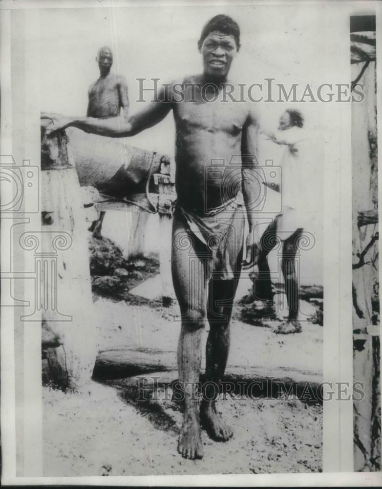 1929 Press Photo A yellow South African Bushman looks like a prehistoric - Historic Images