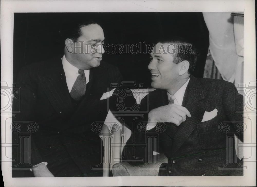 1938 Press Photo Chicago Cubs Jerome Dizzy Dean with Bandleader Vincent Lopez - Historic Images