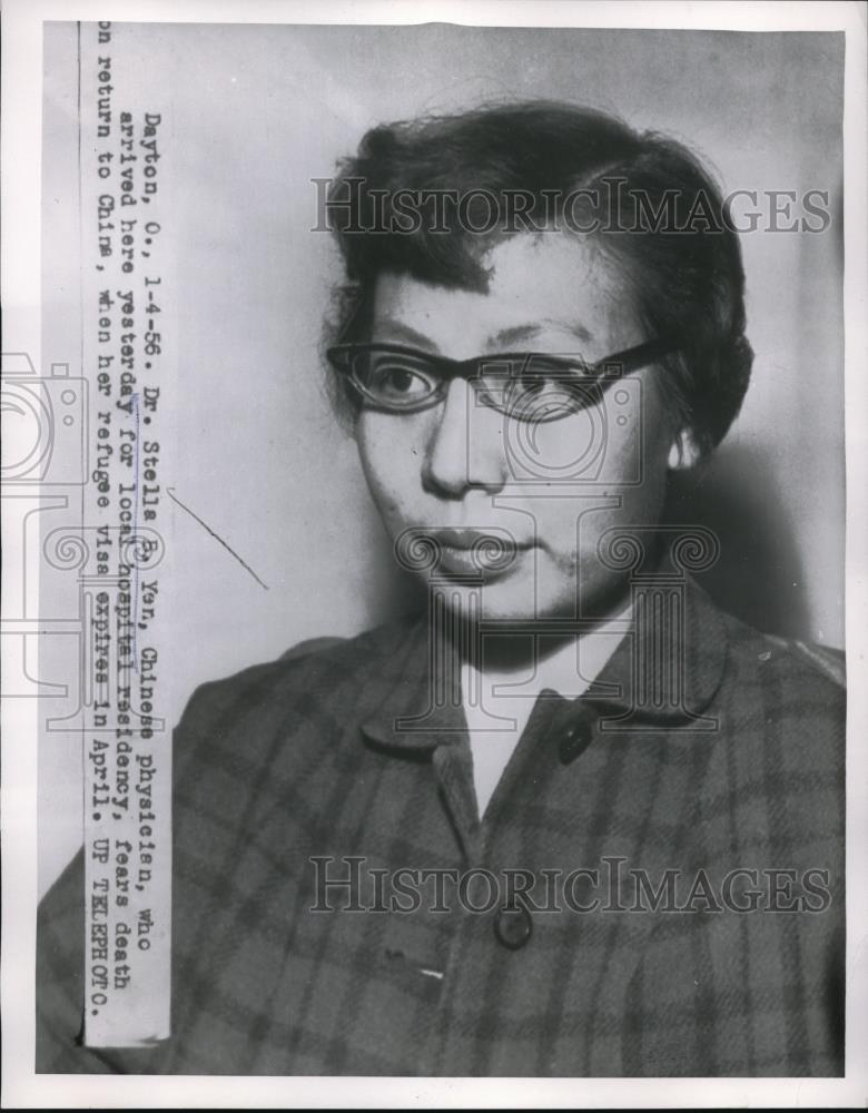 1956 Press Photo Dr. Stella Yen Female Chinese Physician Fears Deportation - Historic Images
