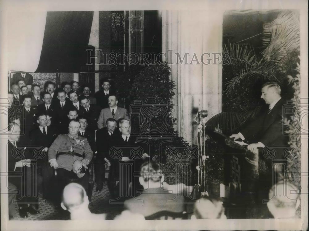 1936 Press Photo Colonel Adam Welcomes Chancellor Schuschnigg, Baar-Baarenfels - Historic Images