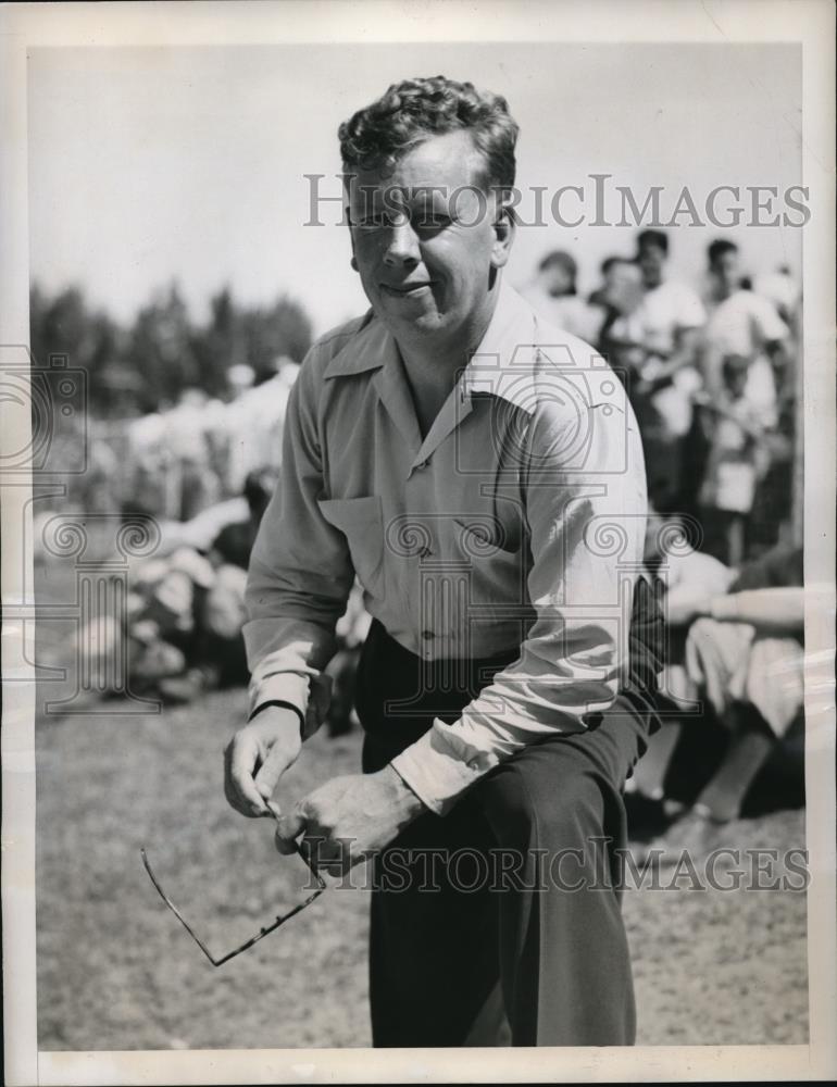 1947 Press Photo Brooklyn Dodgers Road Secretary Harold Parrott Fined $500 - Historic Images