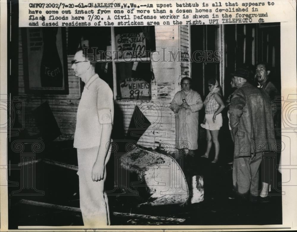 1961 Press Photo Charleston, W Va flash flood damage surveyed - nec44020 - Historic Images