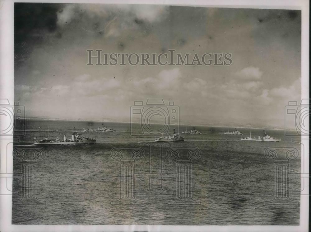 1938 Press Photo British Navy Ships Steam Through Mediterranean On Maneuvers - Historic Images