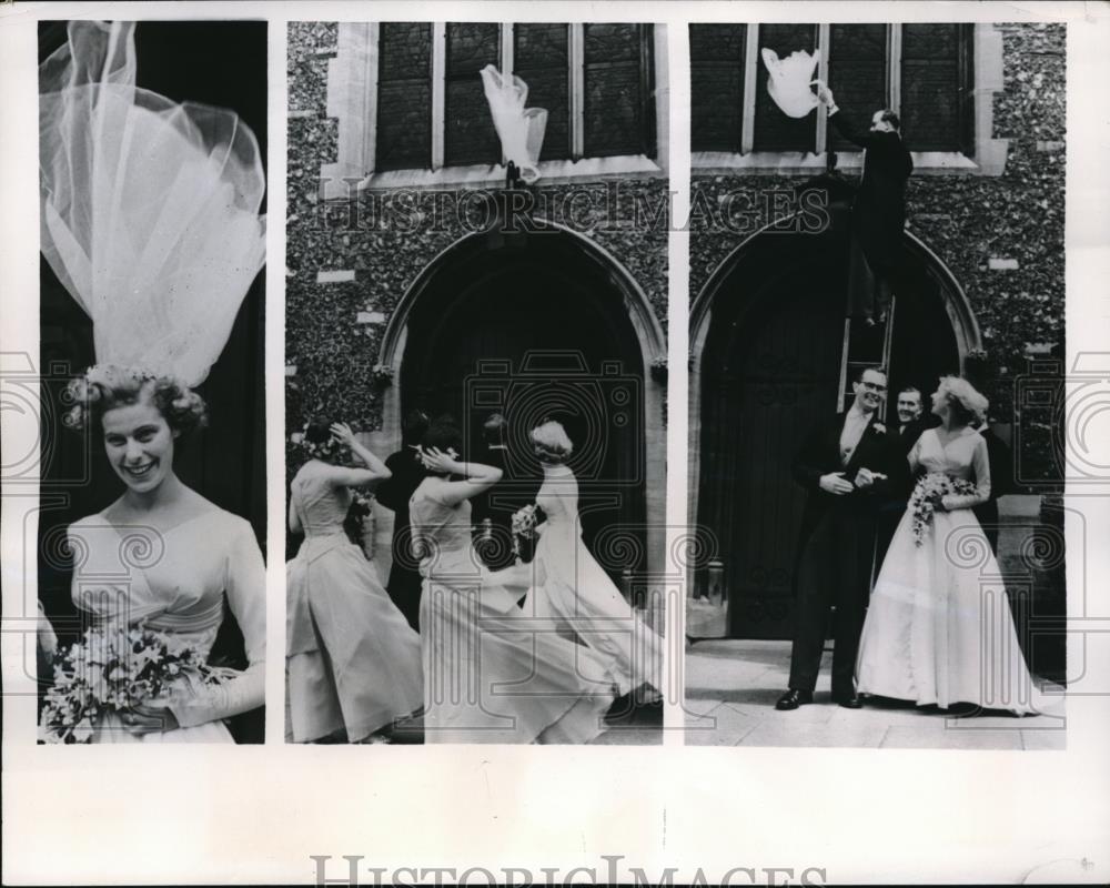 1957 Press Photo Mrs. J.H.N Pierce during her wedding. - nec43294 - Historic Images