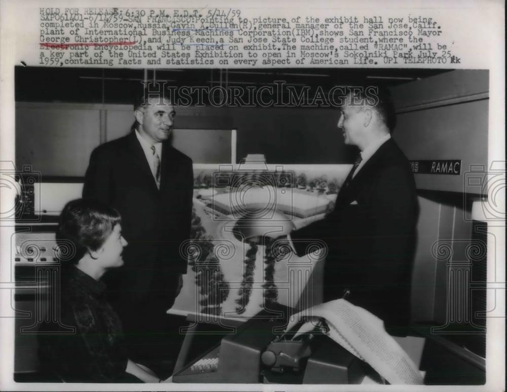 1959 Press Photo Model of Exhibit hall being built in M scow by IBM - nec44965 - Historic Images