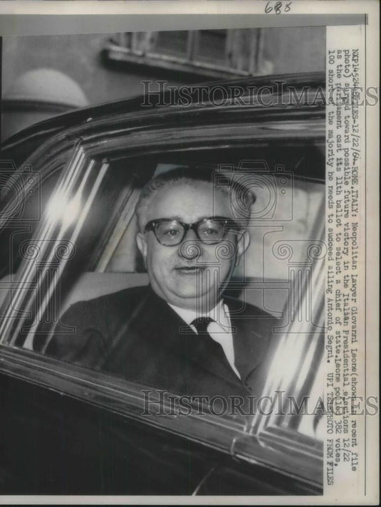 1964 Press Photo Italian Presidential Candidate Giovanni Leone - Historic Images