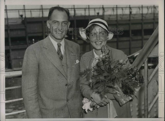 1936 Press Photo Marta Von Strache with Music Prof. Fiance Francis Finlay - Historic Images