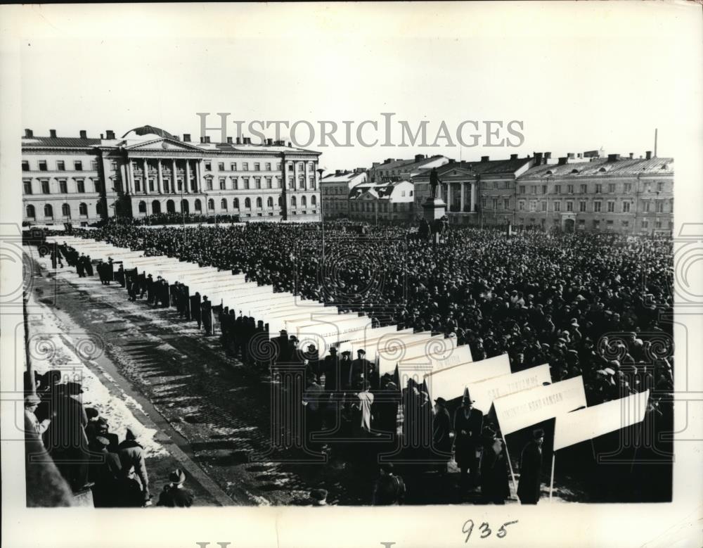 1956 Press Photo Helsinki Finland Capital Parades Riots - nec43234 - Historic Images