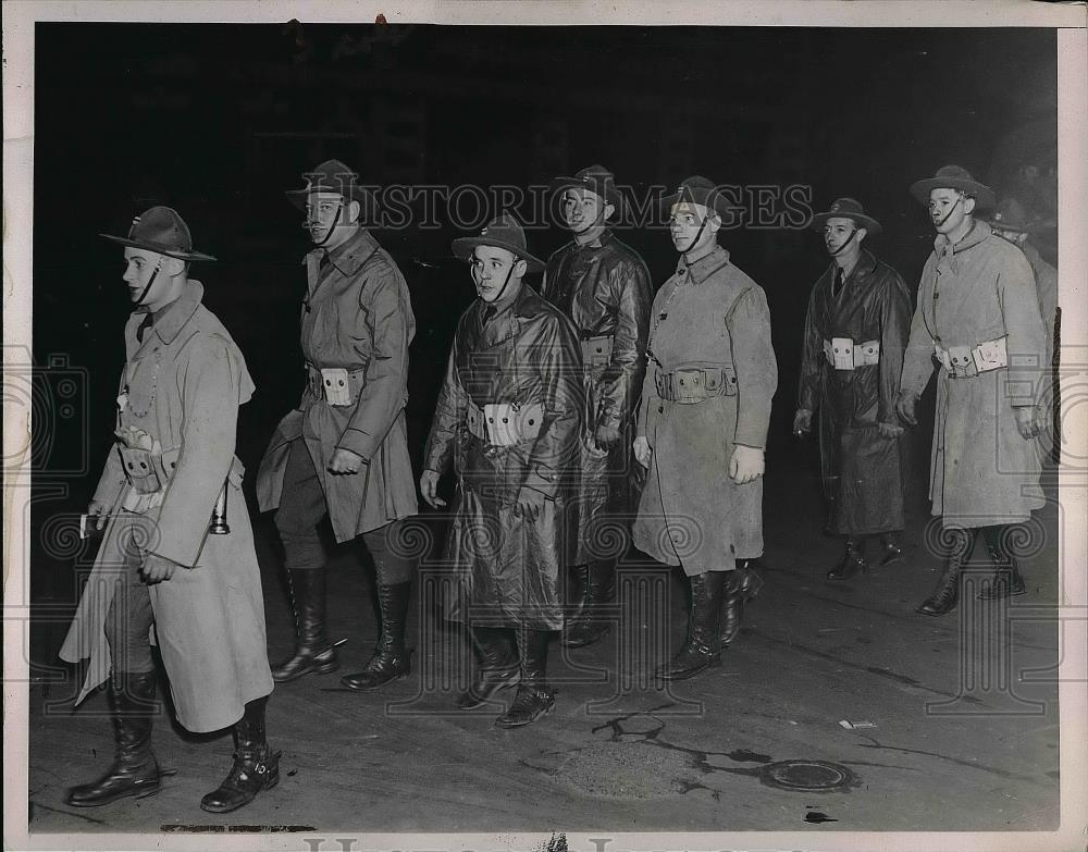 1936 Press Photo Troops marching in Hartford, Conn for guard duty - nem09003 - Historic Images