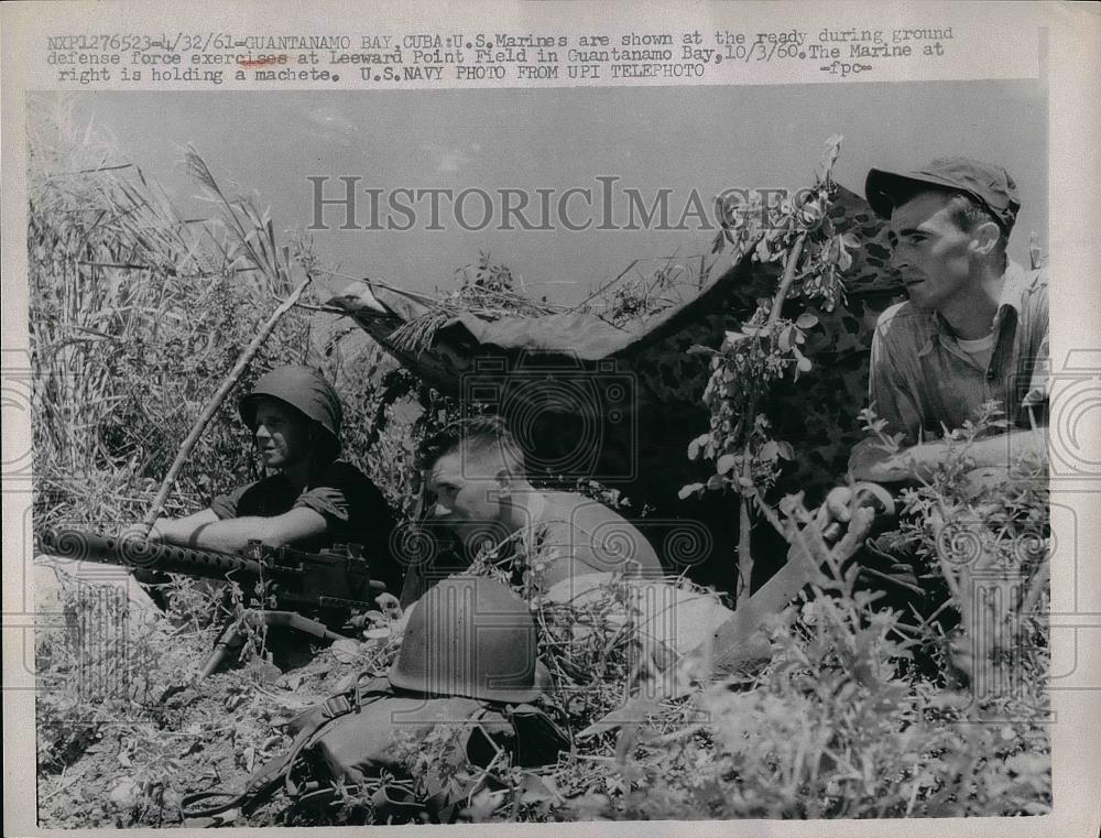 1961 Press Photo Guantanamo Bay, Vub, US Marines at Leeward Point Field - Historic Images