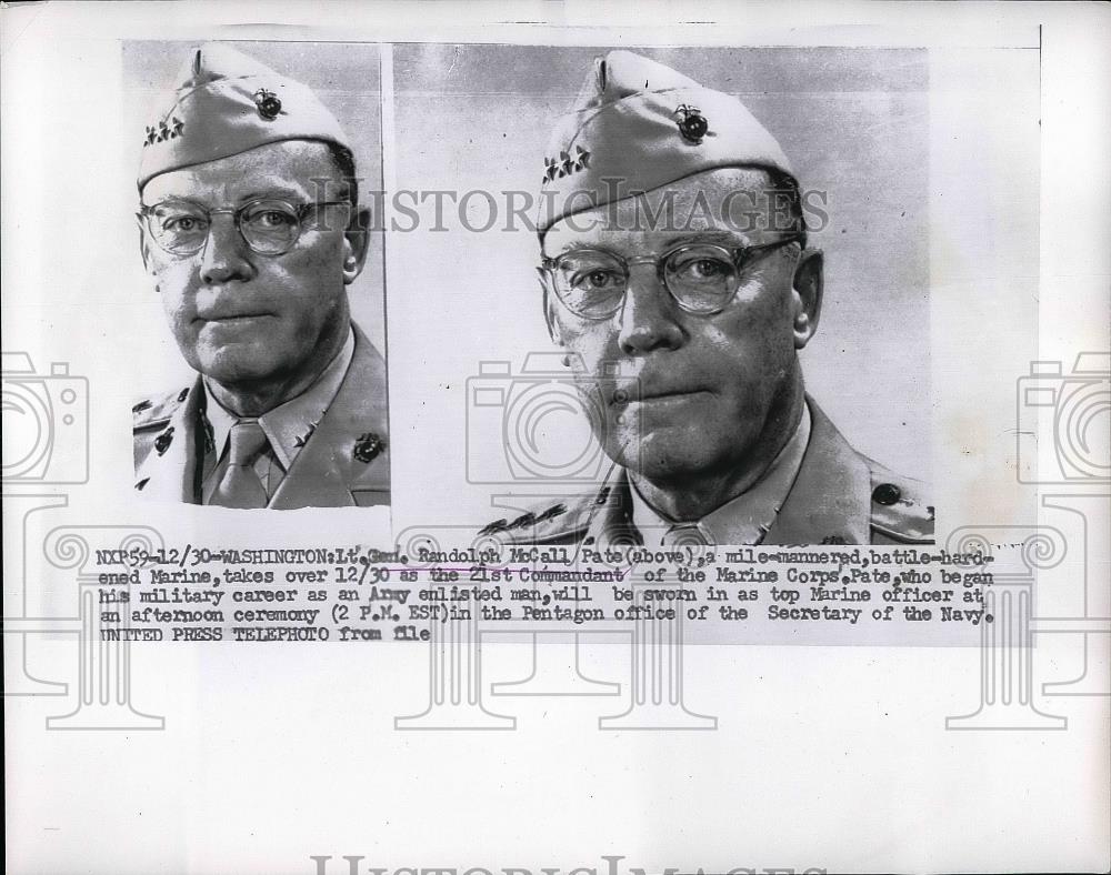 1955 Press Photo Lt Gen Randolph McCall new commandant of the Marine Corps - Historic Images