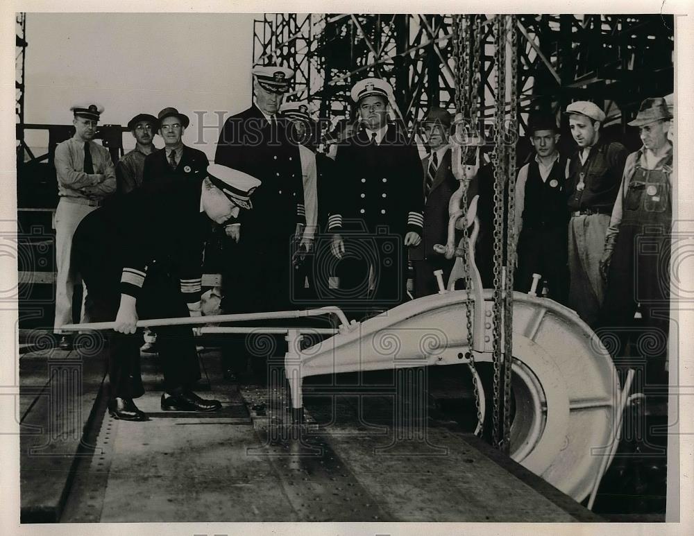 1940 Press Photo R/Adm Clark Woodward,Capts CA Dunn,TB Richey in NY - Historic Images