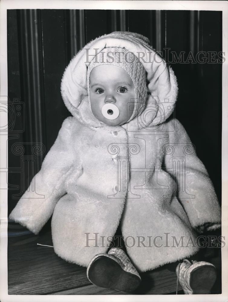 1956 Press Photo Attilio Giordani at 7 Months Arrives From Rome on Liner America - Historic Images