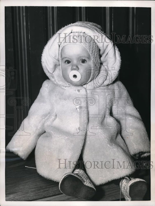 1956 Press Photo Attilio Giordani at 7 Months Arrives From Rome on Liner America - Historic Images