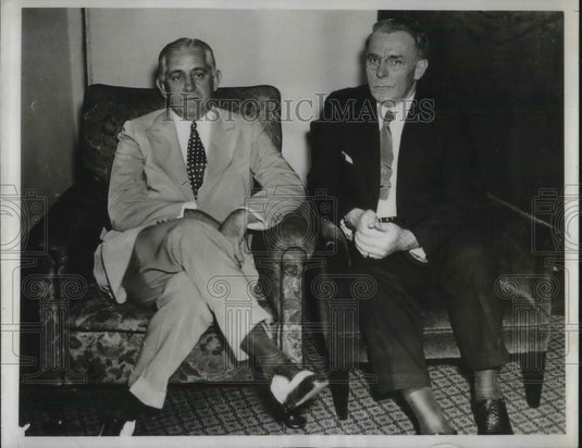 1933 Press Photo Joe Emilio Obregon & Joseph Strange Superintendent Phil Police - Historic Images