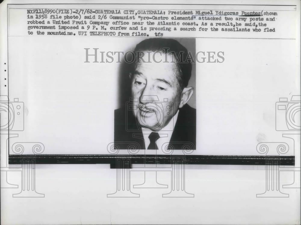 1962 Press Photo President Miguel Ydigoras Fuentes Communist Pro-Castro - Historic Images