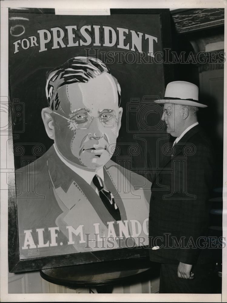 1936 Press Photo New Deal by J. Henry Smythe slogan man, resembles Roosevelt - Historic Images