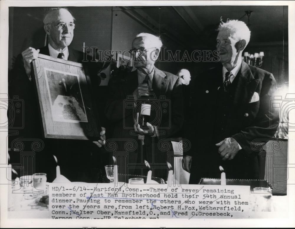 1955 Press Photo 3 of 7 Members Last Man Brotherhood,54th annual dinner, Robert - Historic Images