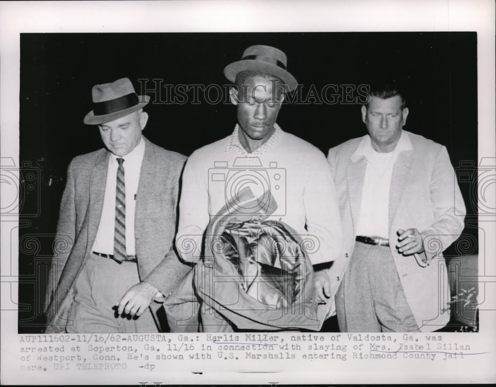 1962 Press Photo Harlis Miller Of Valadosta Arrested For Isabel Sillan Murder - Historic Images