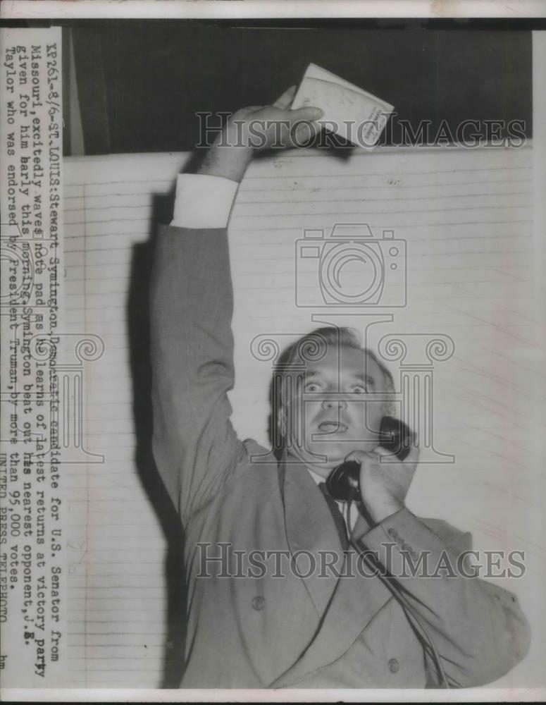 1952 Press Photo St Louis, Mo Stewart Symington, Dem. candidate for Senate - Historic Images