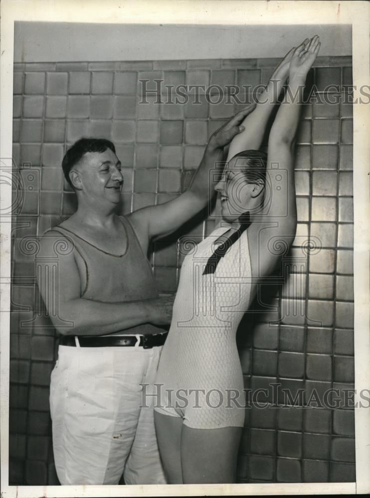 1935 Press Photo Claudia Eckert with father George W. Eckert, her instructor. - Historic Images