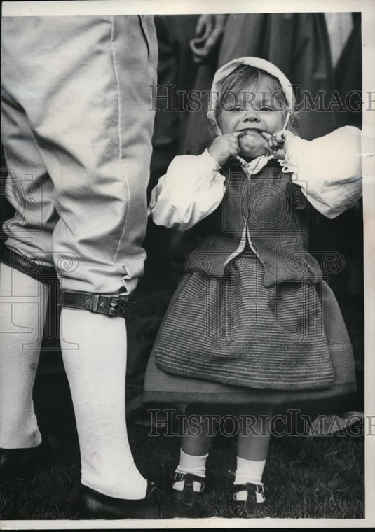 1961 Press Photo Little Swedish Miss making funny face during Sweden's Flag Day. - Historic Images