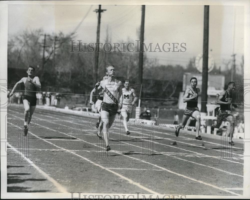 1941 Press Photo Drake relays in Des Moines, Ia Fred Ramsdell in 100 yd dash - Historic Images