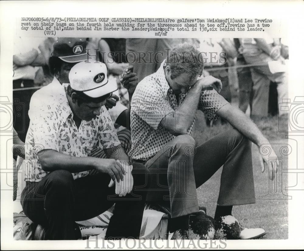 1973 Press Photo Phila Golf Classic, Tom Weiskoph &amp; Lee Trevino - nes11628 - Historic Images