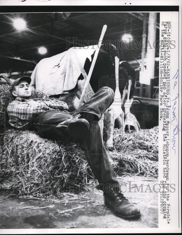 1962 Press Photo Lebanese Herdsman John Mauser preparing for the Farm Show - Historic Images