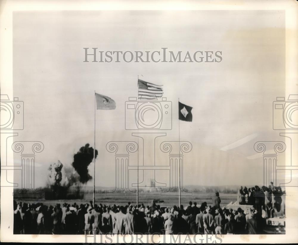 1957 Press Photo Groundbreaking for high energy fuel plant, Muskogee, Oklahoma - Historic Images