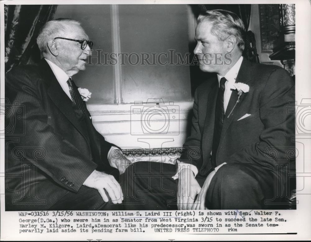 1956 Press Photo William Laird, newly sworn in Senator, with Walter George - Historic Images