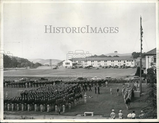 1942 Press Photo The first Battalion of Naval cadets march at St.Mary's College - Historic Images