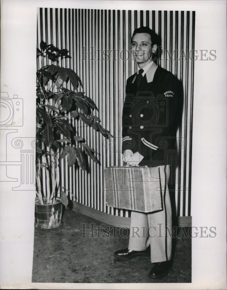 1950 Press Photo Byron Asteriadie of Jamestown, NY in a uniform - Historic Images