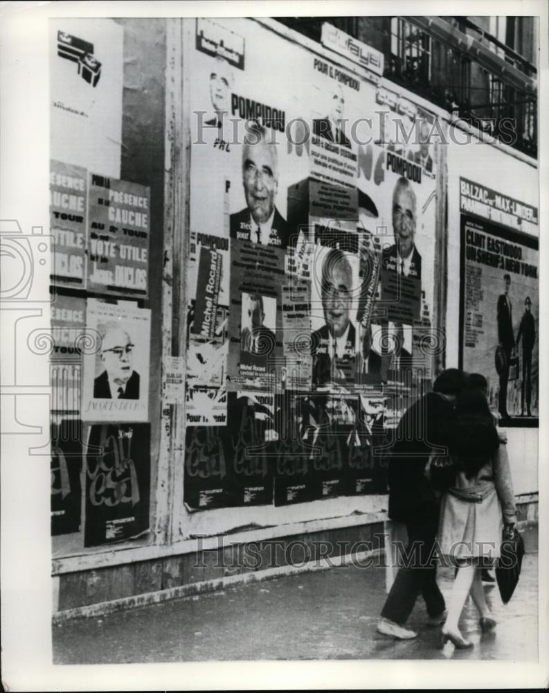 1969 Press Photo Faces in the presidential candidates in Frances June 1st electi - Historic Images