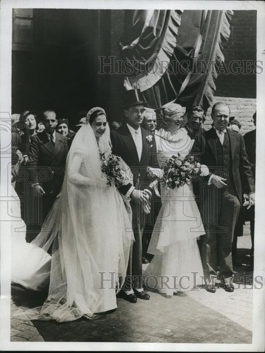 1934 Press Photo Count Pier B Grandenigo of Italy & bride Ann Graybelli - Historic Images