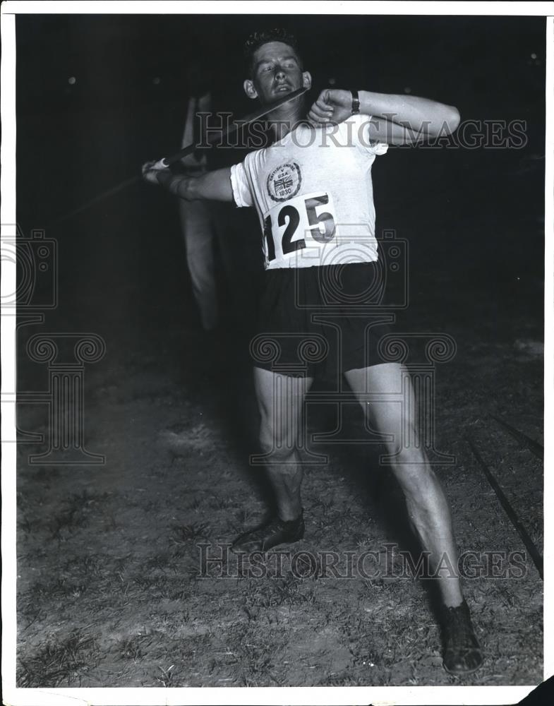 1930 Press Photo Stan Lay of New Zeeland, javelin thrower - Historic Images