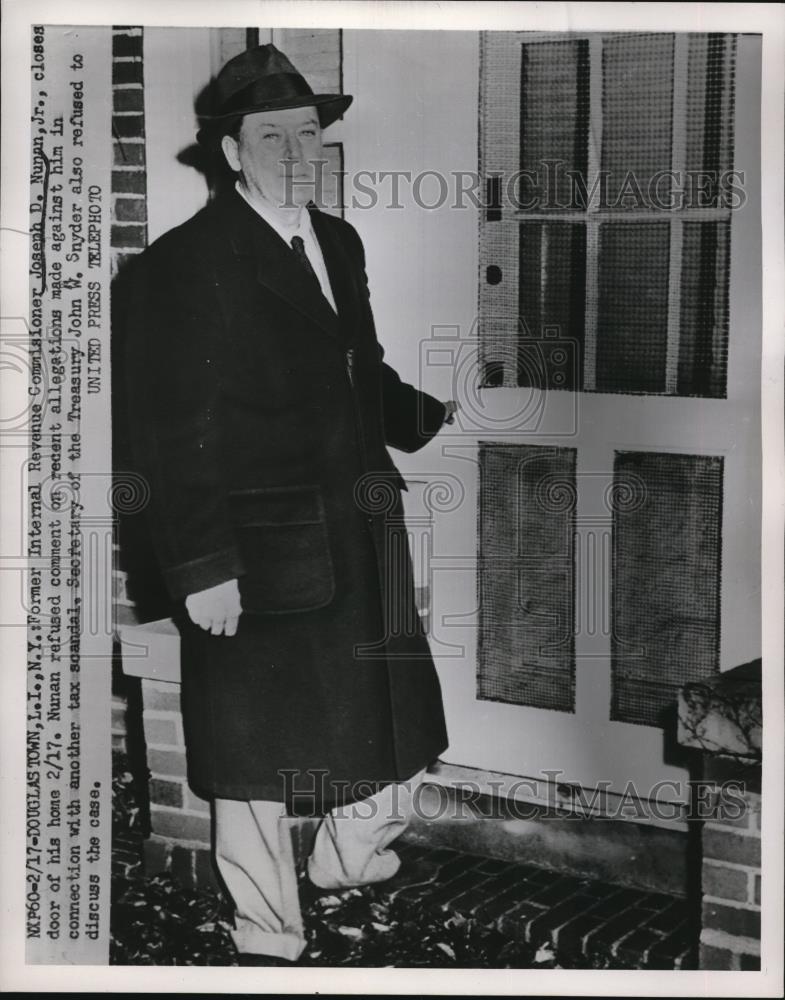 1952 Press Photo Former Internal Revenue Commissioner Joseph D. Nunan, Jr. - Historic Images