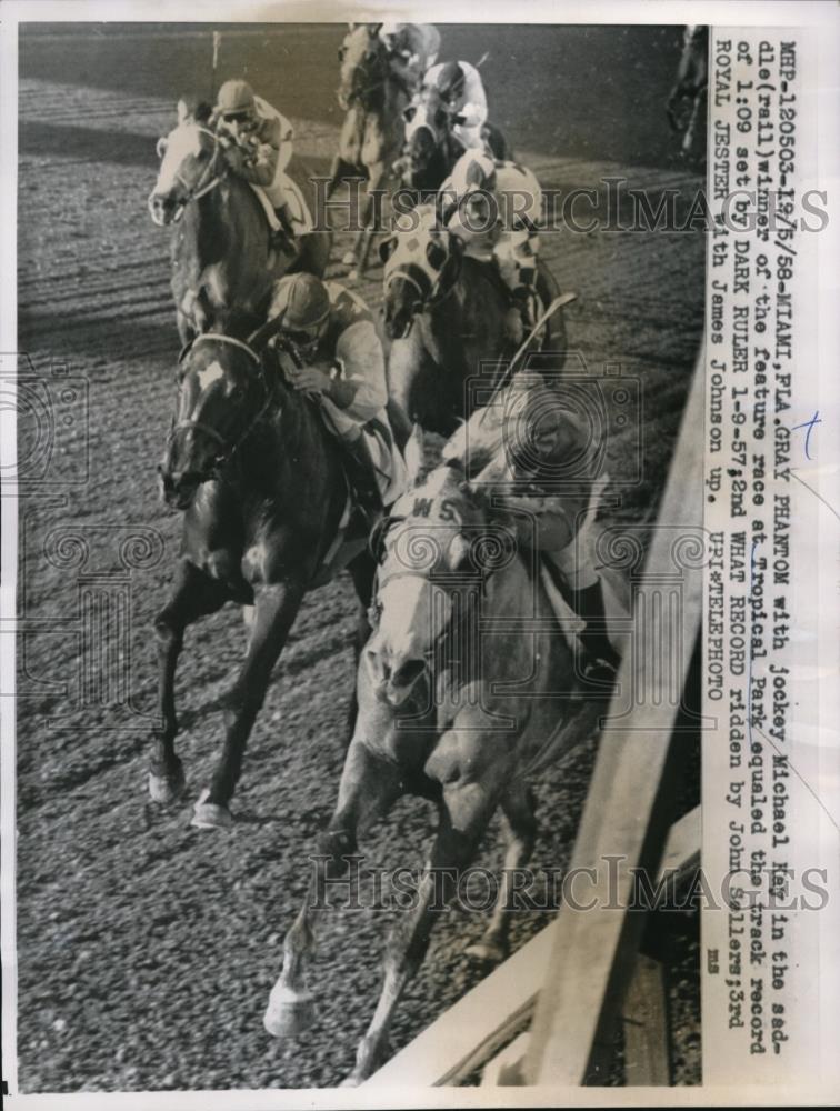 1958 Press Photo Miami Fla Michael Hay on Gray Phantom wins race - nes19298 - Historic Images