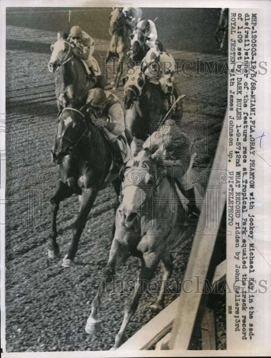1958 Press Photo Miami Fla Michael Hay on Gray Phantom wins race - nes19298 - Historic Images