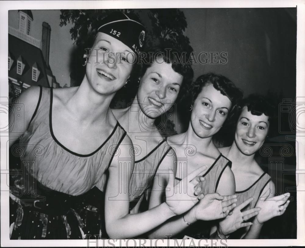 1954 Press Photo Bobbie, Kay, Colleen and Connie Ewing, Sing at Legion Meeting - Historic Images