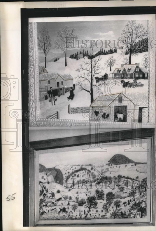 1961 Press Photo Grandma Moses's famous paintings - Historic Images